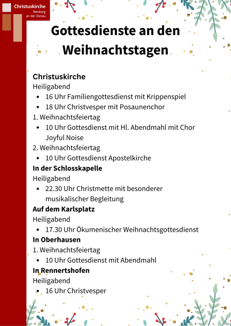Plakat Gottesdienste über Weihnachten