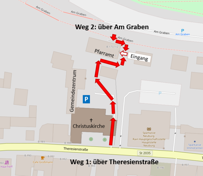 Lageplan Pfarramt Christuskirche